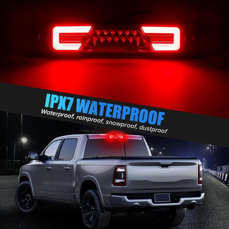 LUDARM LED Third Brake Light Compatible with Ram 1500 2500 3500 4500 5500 2009-2018 for Ram1500 Classic 2019-2021 Laramie 2019 3rd Brake Cargo Light Red Housing Clear Lens - Image 5